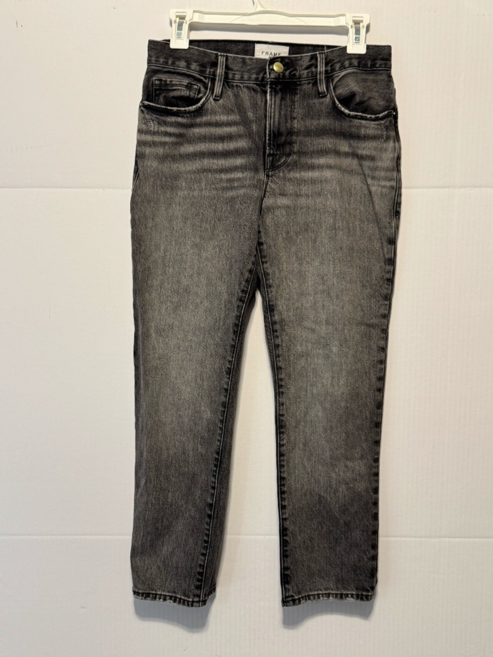 FRAME Le Nouveau Straight Jeans Gray Washed High Rise Size 25 Premium Denim - Picture 3 of 15